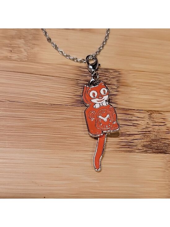 Kit-Cat Klock Jewelry - Pumpkin Orange Kit-Cat Klock clock clip on charm necklace